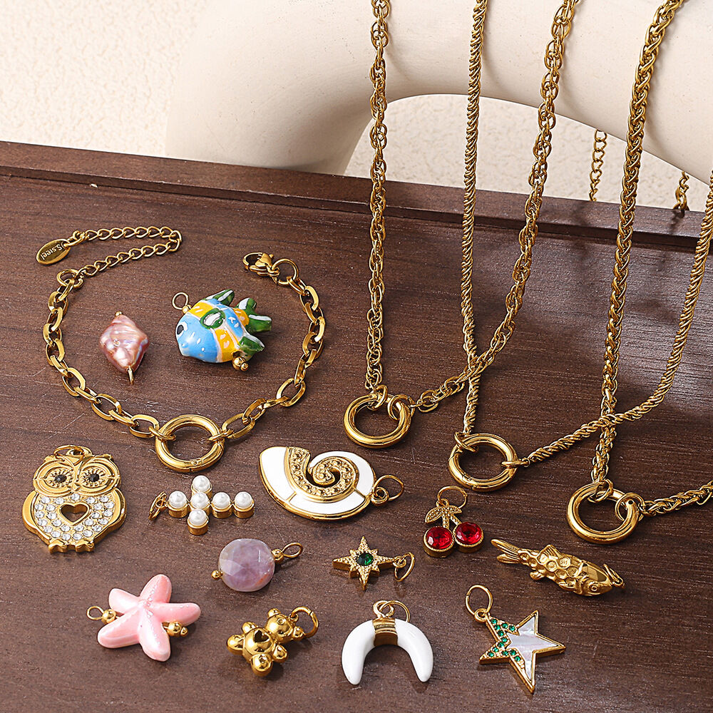 1 Piece Simple Stainless Steel Waterproof Gold Color DIY Charm Bracelet 2