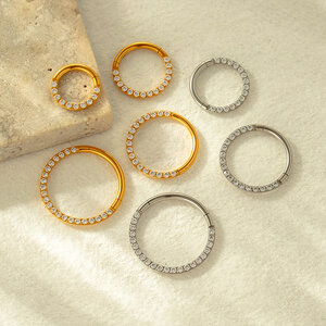 1 Piece Intricate Stainless Steel Waterproof Gold Color Zircon Women's Piercings Earrings h5 Picture3