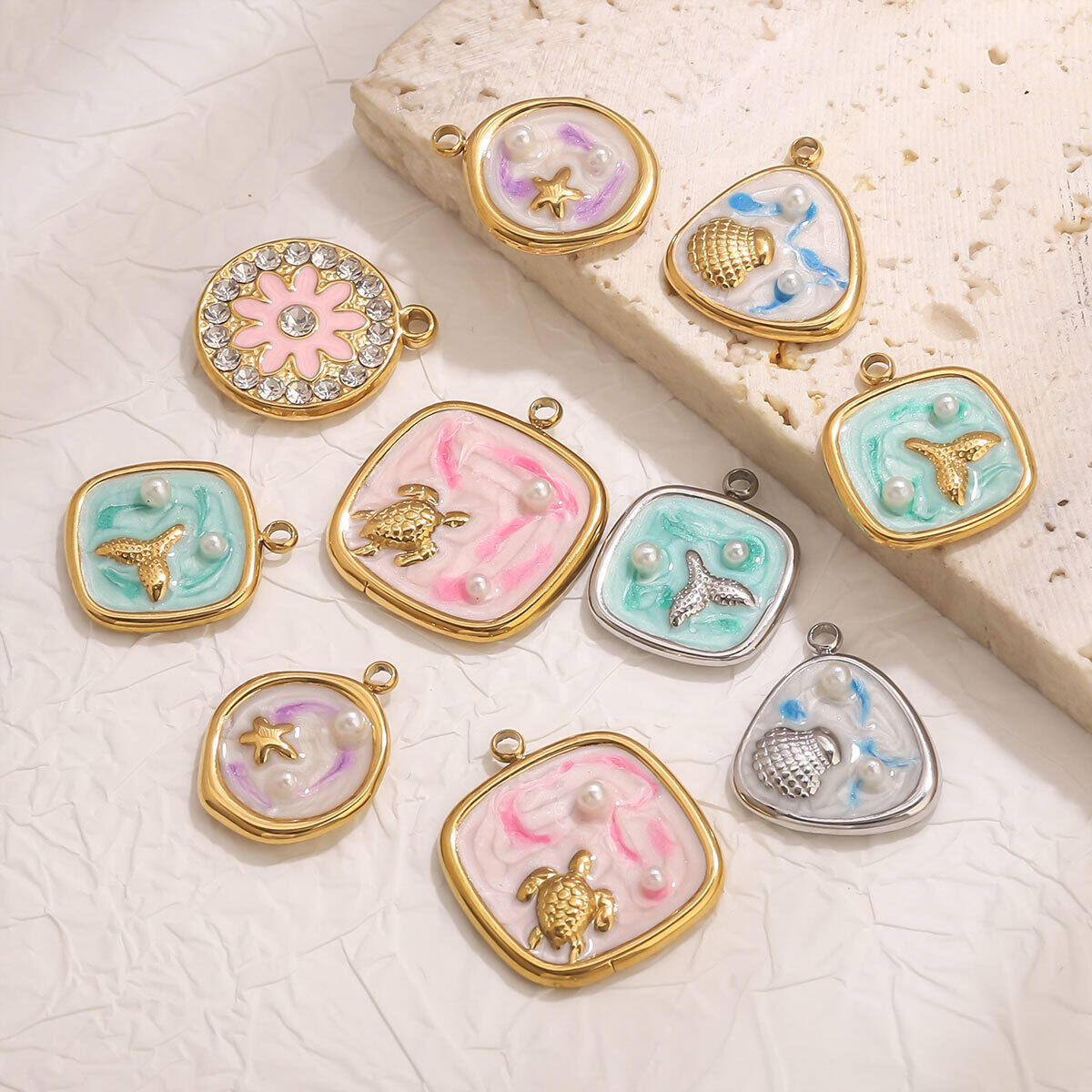 1 Piece DIY Shell Stainless Steel Waterproof Women's Pendants