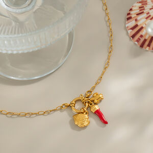 Collana con ciondolo color oro impermeabile in acciaio inossidabile Chill Charm da 1 pezzo h5 Immagine4