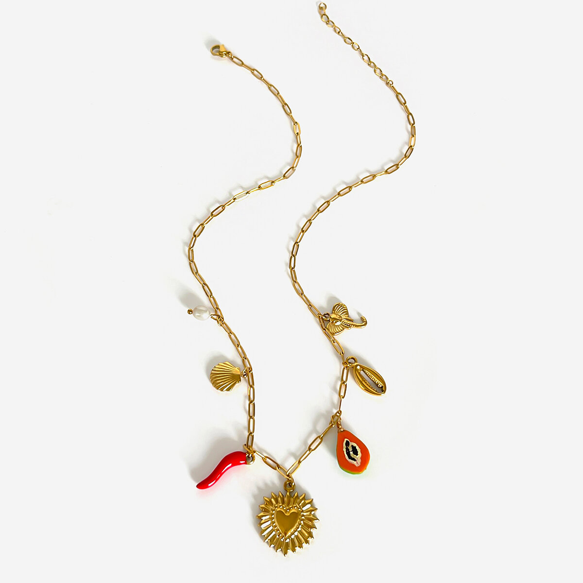 1 Piece Heart Stainless Steel Waterproof Gold Color Pendant Necklace