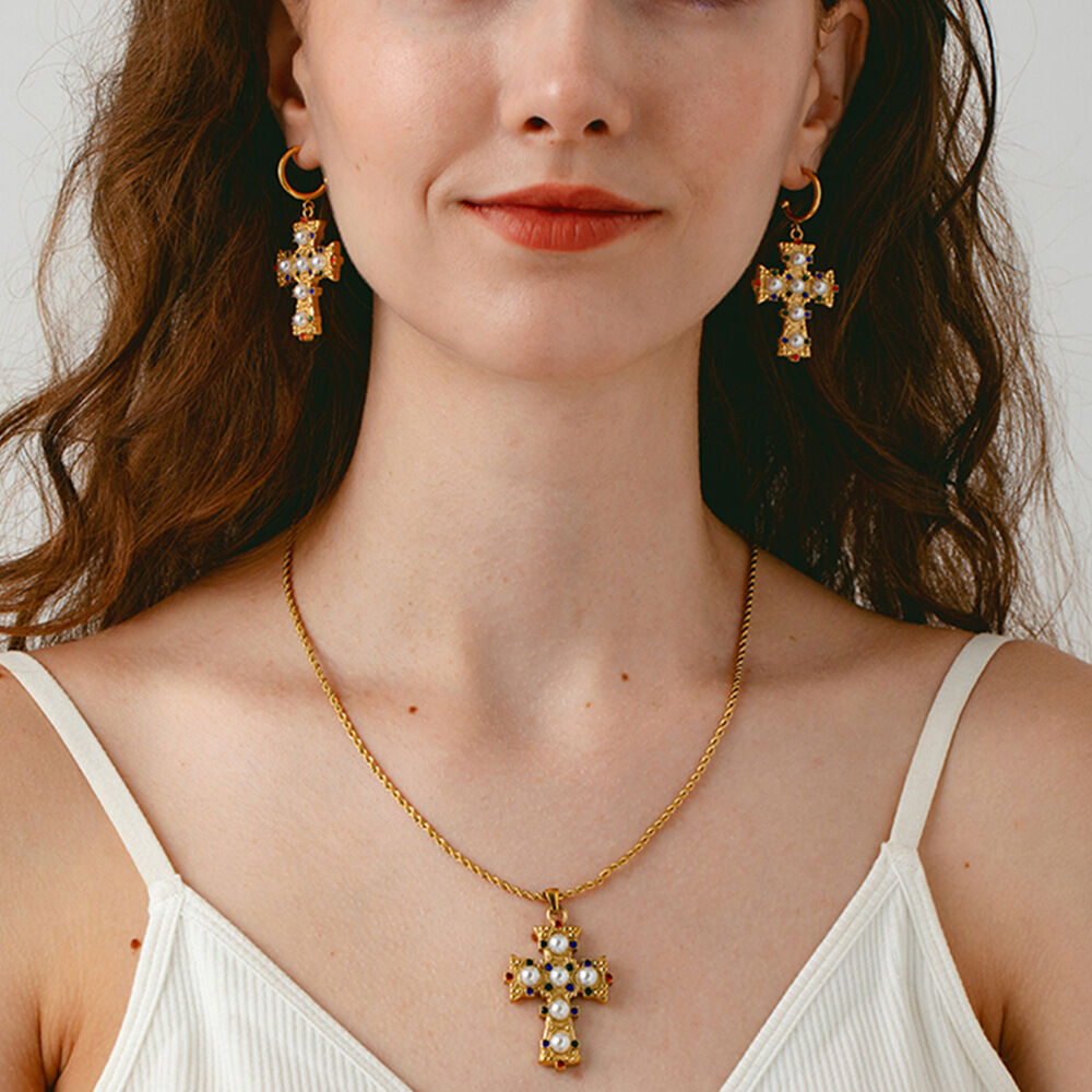 Ethnic Series Ethnic Cross Stainless Steel Waterproof  Unisex Pendant Necklaces