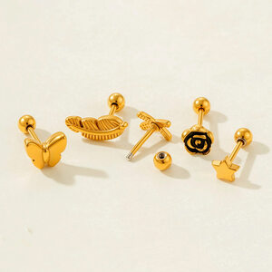 1 Piece Stainless Steel Waterproof Gold Color Piercings Earring h5 Picture3
