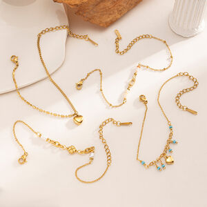 1 Piece Simple Heart Stainless Steel Waterproof Gold Color Charm Bracelets h5 Picture3