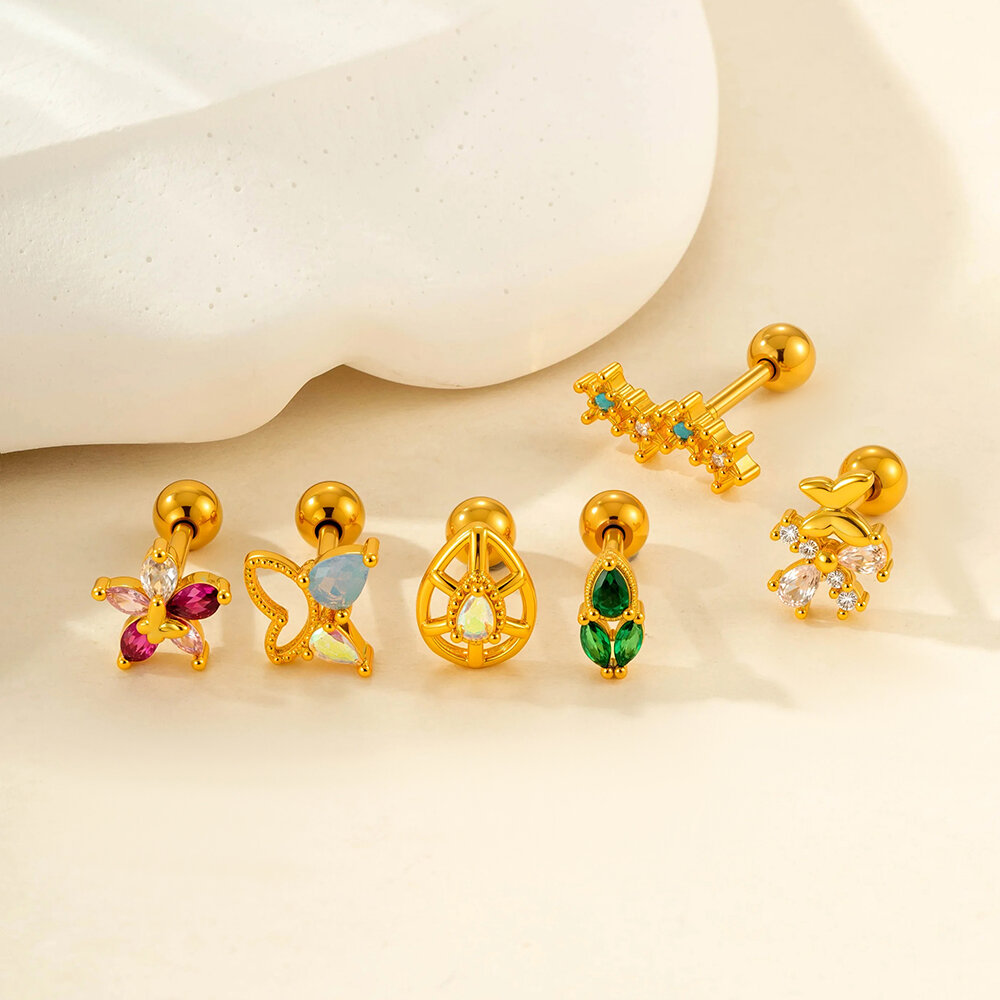 1 Piece Droplet Copper Zircon Women's Piercing Earrings