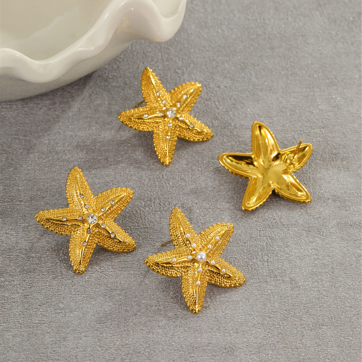 Romantic Series Vacation Star Stainless Steel Waterproof Women's Stud Earrings 2