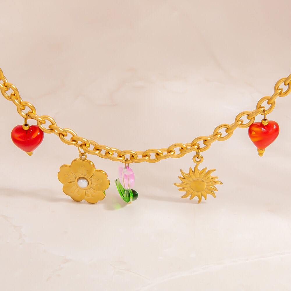 Stainless Steel Waterproof Gold Color Pendant Necklace 2
