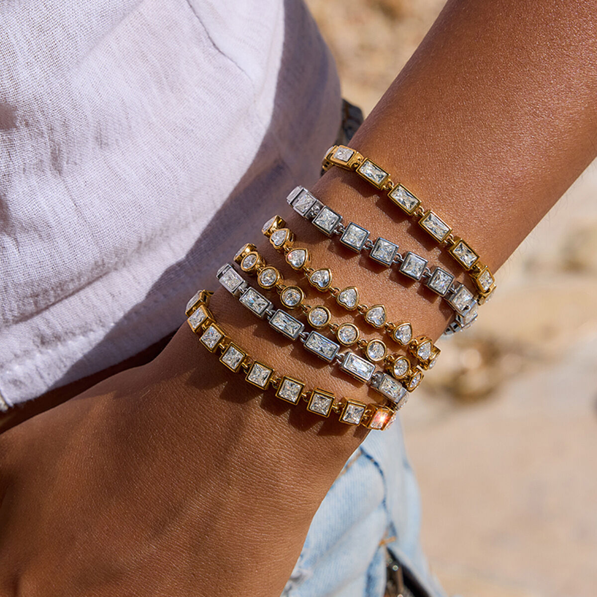 1 Piece Luxurious Series Sexy Geometric Stainless Steel Waterproof Gold Color Women's Chain Bracelets Picture3