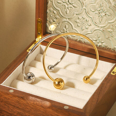 1 Piece Simple Stainless Steel Waterproof Gold Color Bangle