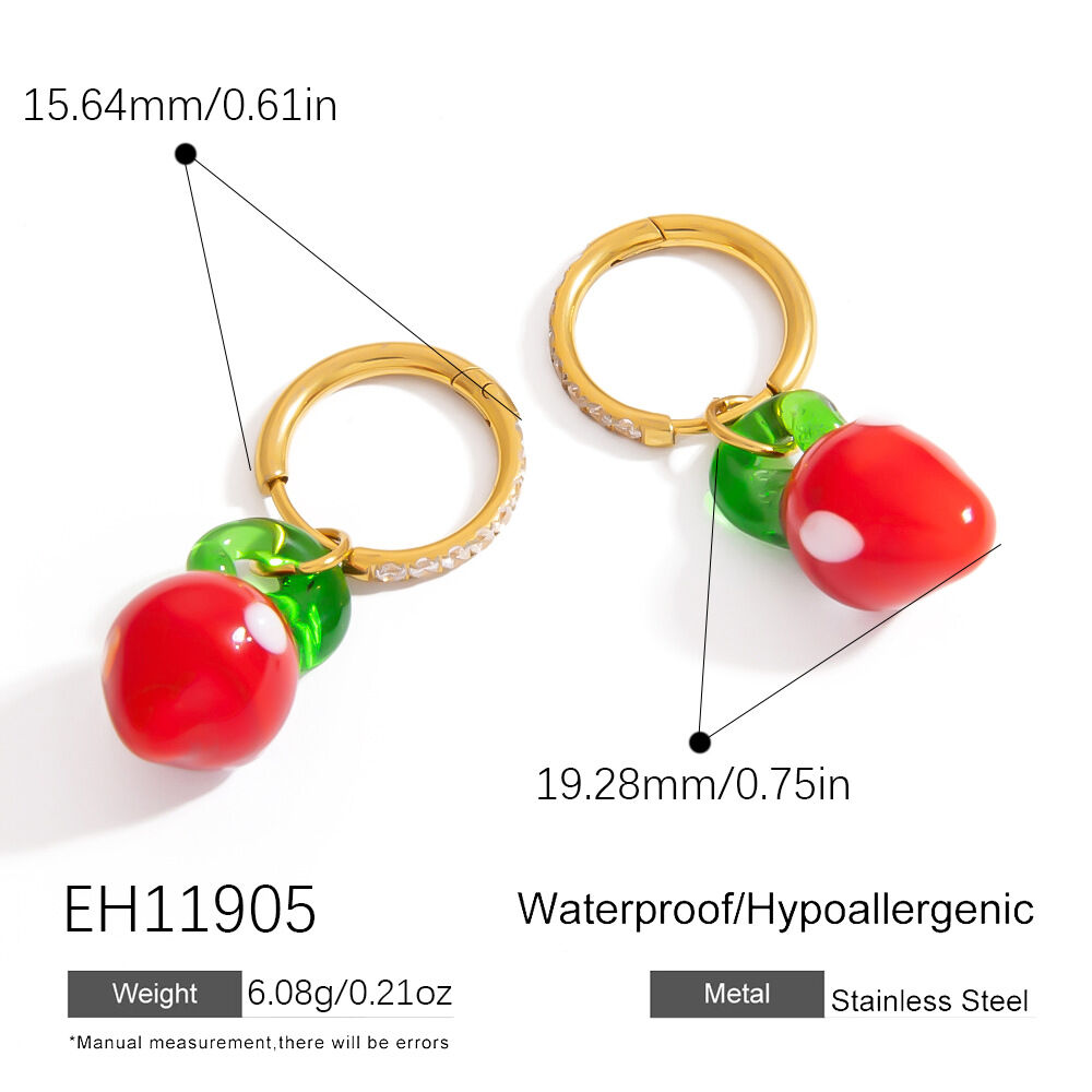 Boucles d'oreilles pour femmes faites à la main, série romantique, fruits h5Image2