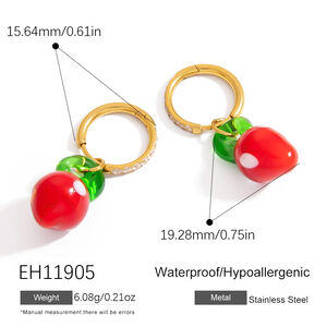 Boucles d'oreilles pour femmes faites à la main, série romantique, fruits h5 Image2