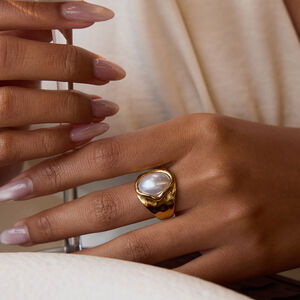 1 Piece Retro Geometric Stainless Steel Waterproof Gold Color Statement Rings h5 Picture3