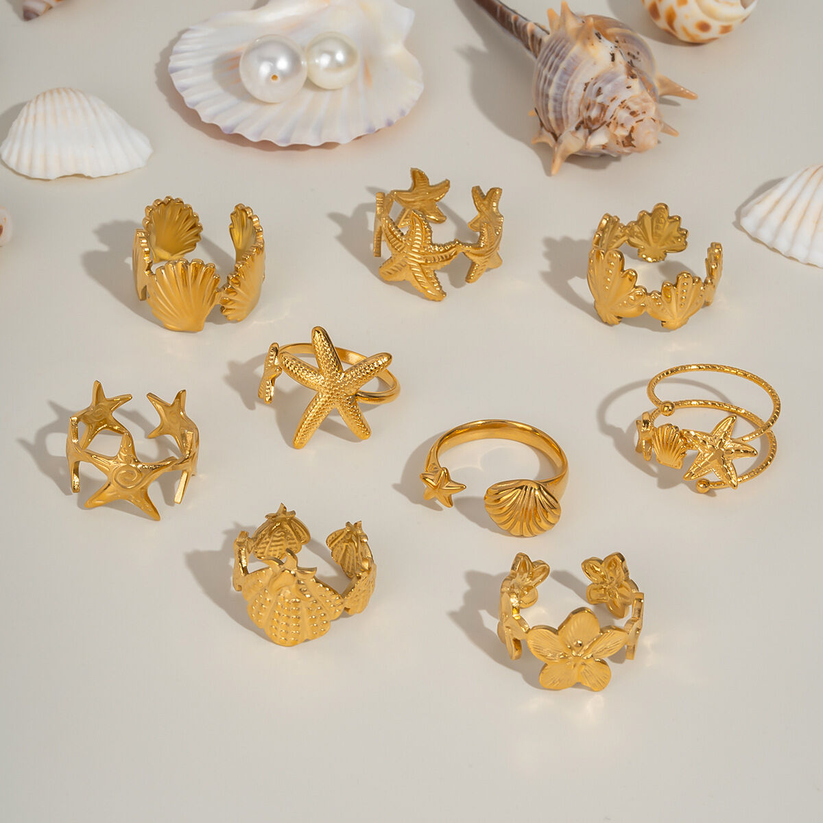 1 pezzo anello regolabile color oro impermeabile in acciaio inossidabile oceanico