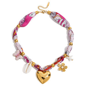 1 Piece Tropical Style Stainless Steel Waterproof Gold Color Women's Pendant Necklaces h5