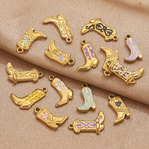1 Piece DIY Colorful Boot Stainless Steel Waterproof Gold Color Women's Pendants h5 Picture4