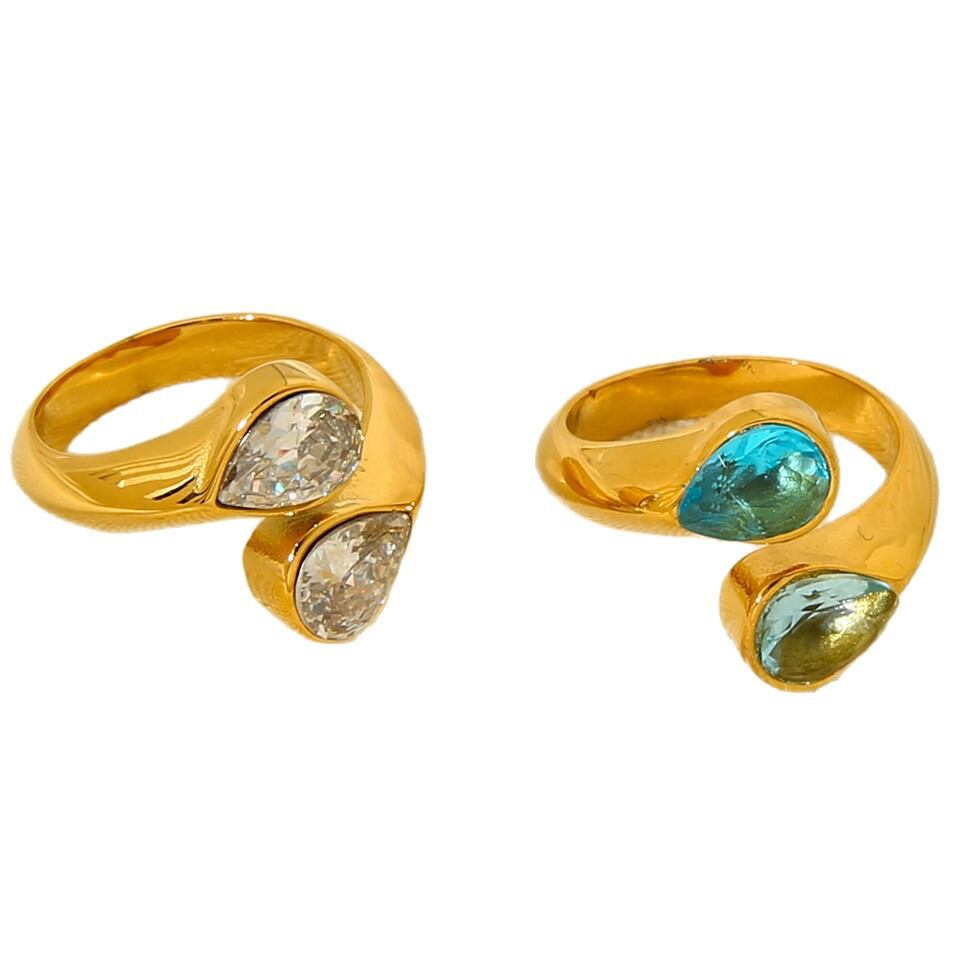Light Luxury Water Drop Shape Stainless Steel Waterproof Women's Ring Picture5