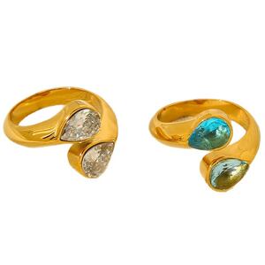 Light Luxury Water Drop Shape Stainless Steel Waterproof Women's Ring h5 Picture5