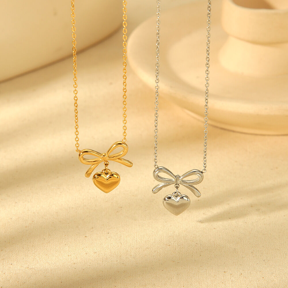 Sweet Heart Stainless Steel Waterproof  Gold Color  Women's Pendant Necklaces