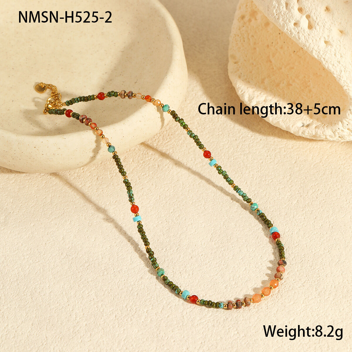Nmsn-H525-2 Orange Beaded Necklace Picture2