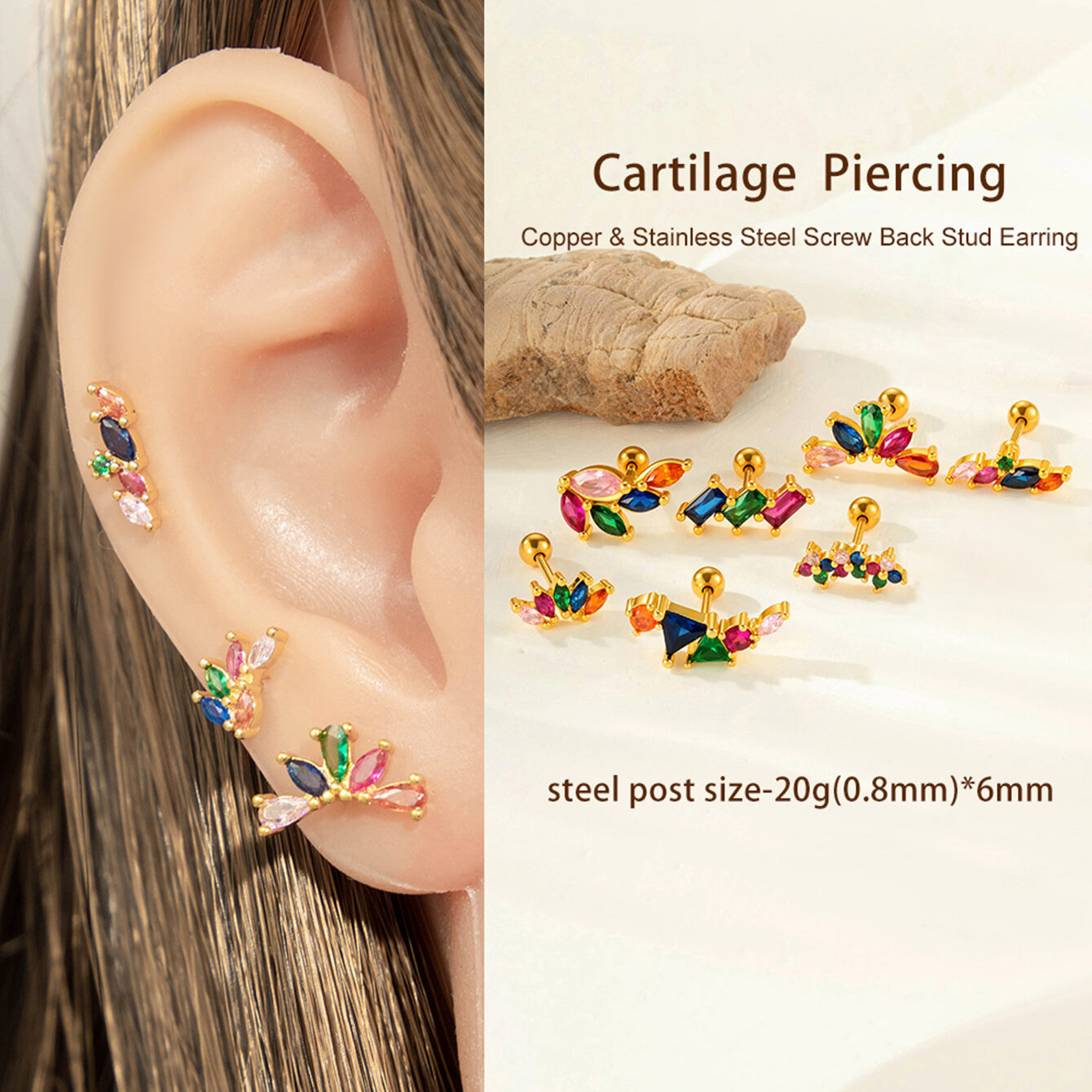 1 Paar Simple Series Klassische Blume Titanstahl Kein Beschichtungsmaterial Zirkon Damen Ohrstecker Bild5