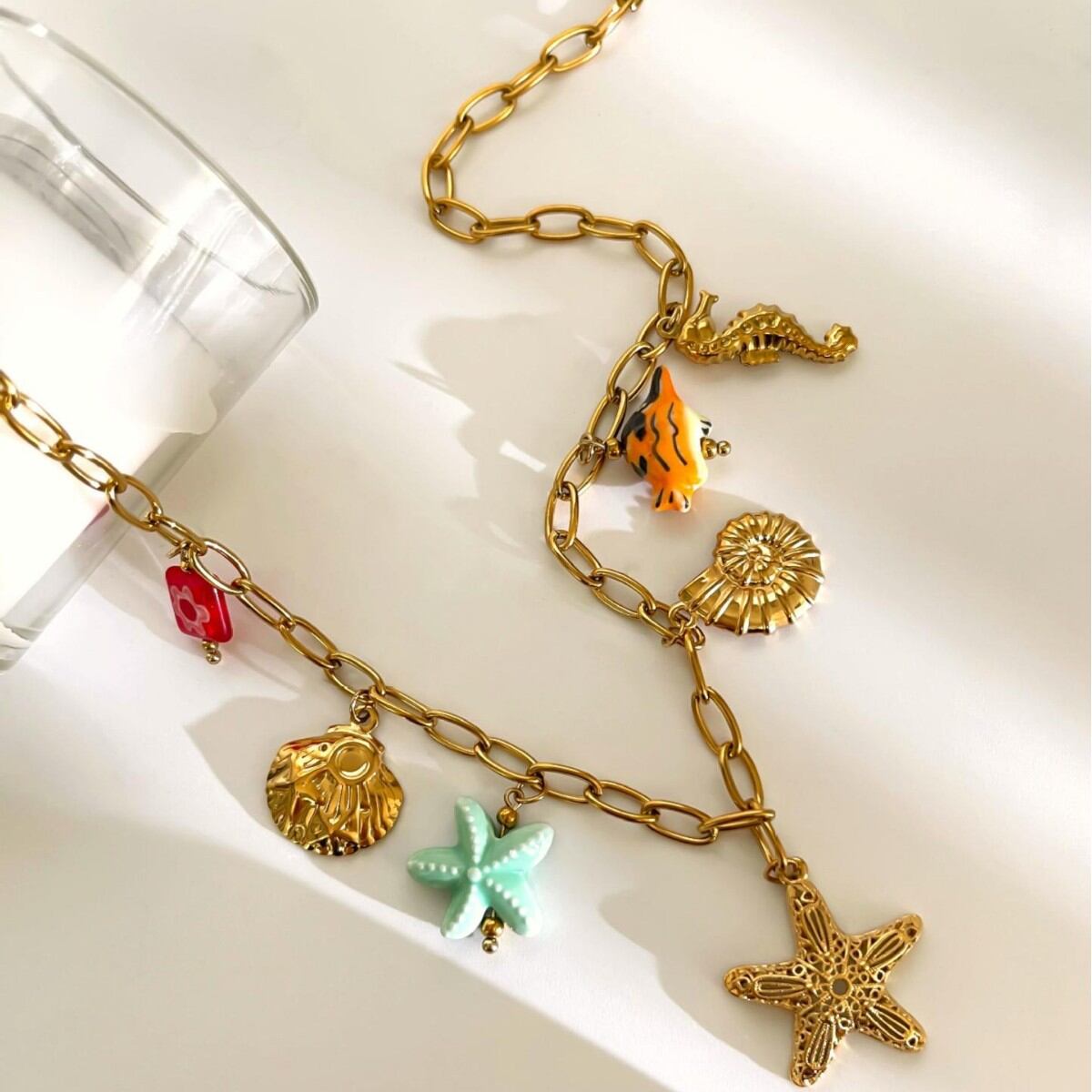 1 Piece Oceanic Stainless Steel Waterproof Gold Color Pendant Necklace h5 Picture5