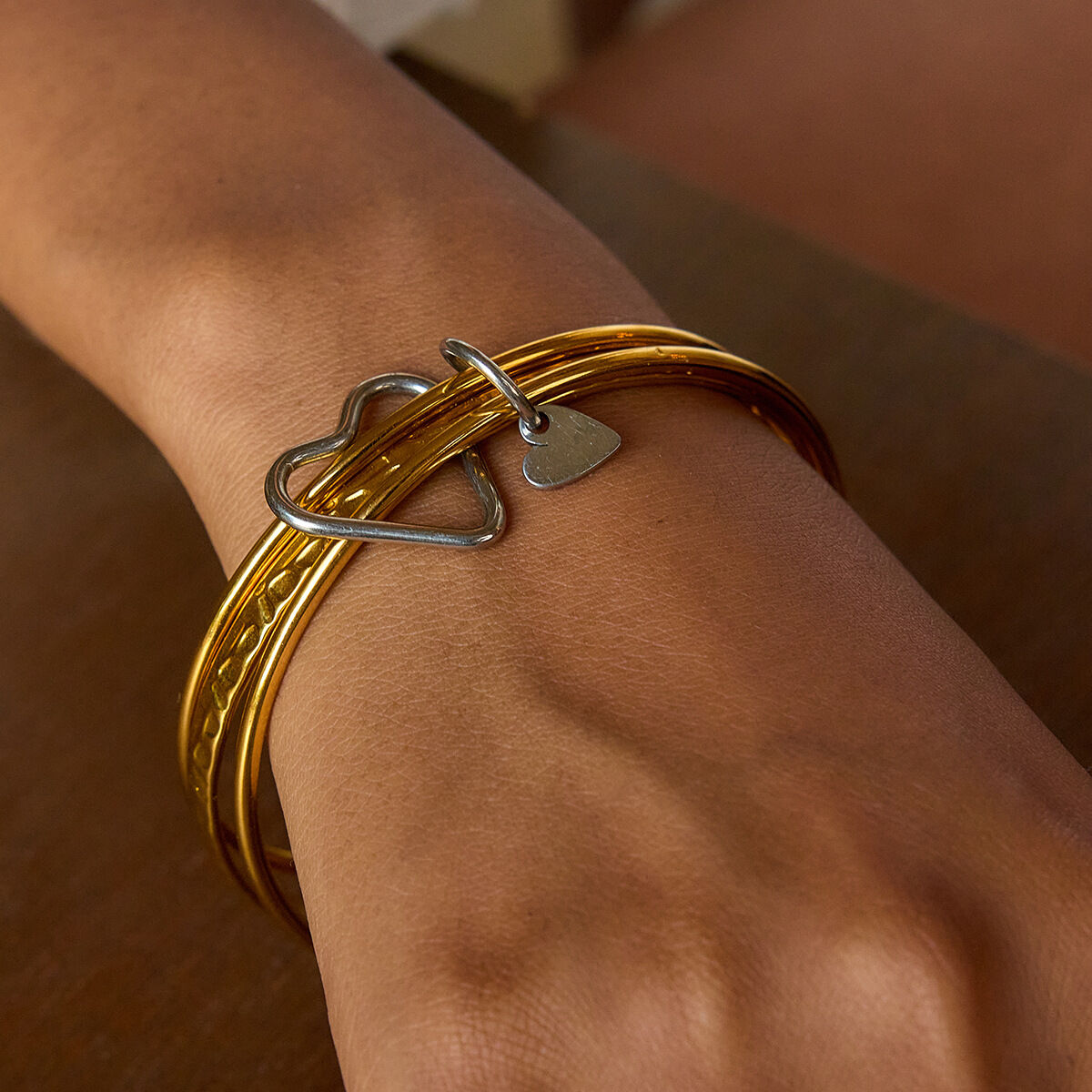 1 Piece Classic Gold&Silver Color Stainless Steel Waterproof Gold Color Women's Bangles