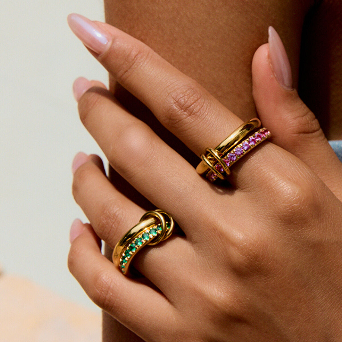 1 Piece Luxurious Series Classic Annular Stainless Steel Waterproof Gold Color Women's Gemstone Rings h5 Picture4