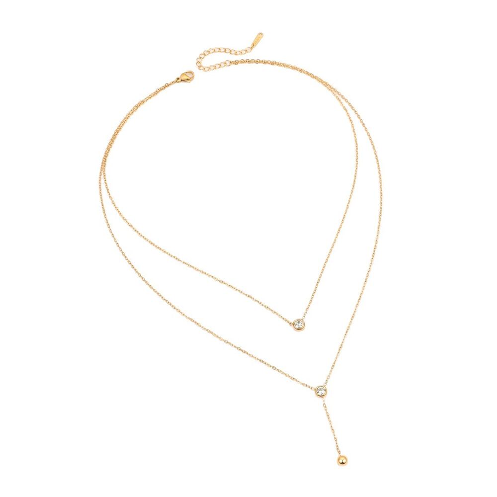 Tägliche Kette Edelstahl wasserdicht goldfarbene Damen-Mehrlagenhalsketten h5Bild5