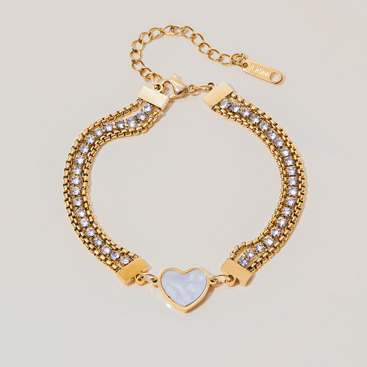 1 pezzo di splendida serie elegante cuore in acciaio inossidabile impermeabile color oro collane con ciondolo da donna h5 Immagine4