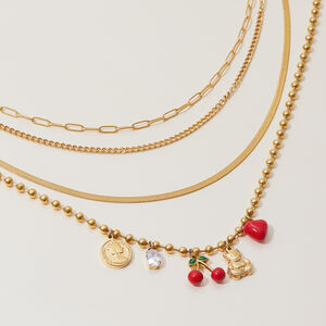 1 Piece Natural Cherry Stainless Steel Waterproof Gold Color Women's Pendant Necklaces h5 Picture5