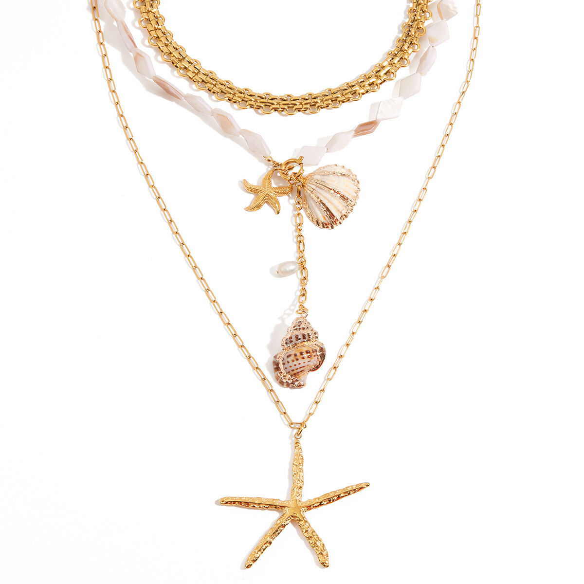 1 Piece Designable Series Vacation Shell Stainless Steel Waterproof Gold Color Women's Pendant Necklaces h5 Picture10