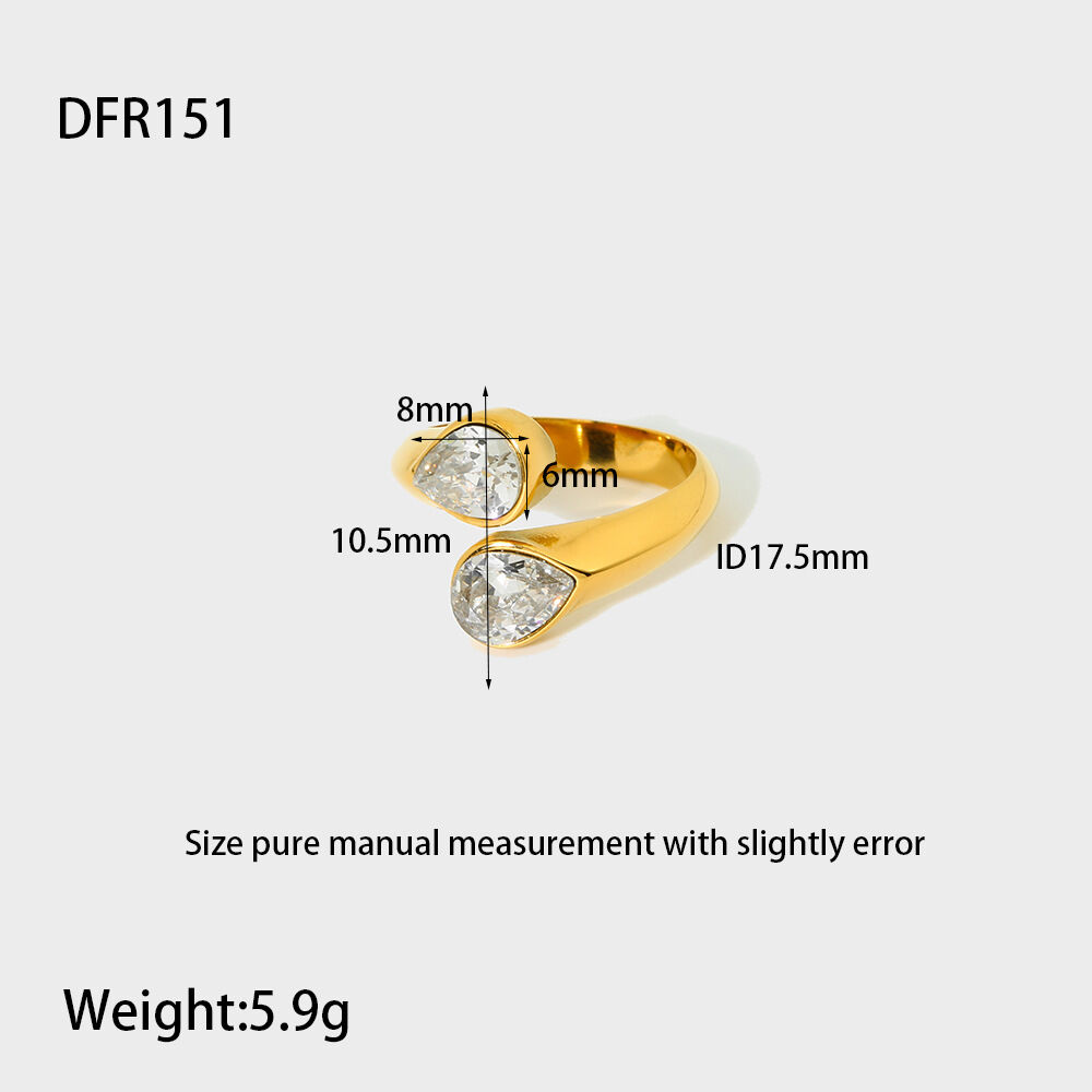 Light Luxury Water Drop Shape Stainless Steel Waterproof Women's Ring