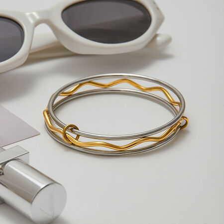 1 Piece Modern Gold & Silver Color Women's Bangles 2