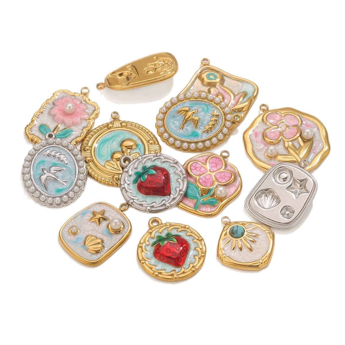 1 Piece Romantic DIY Flower Stainless Steel Waterproof Women's Pendants h5 Picture5