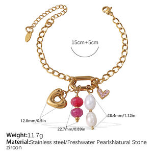 1 Piece Simple Stainless Steel Waterproof Gold Color DIY Charm Bracelet h5