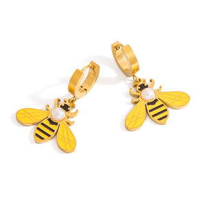 Orecchini pendenti geometrici da donna in acciaio inossidabile color oro impermeabili h5 Immagine5