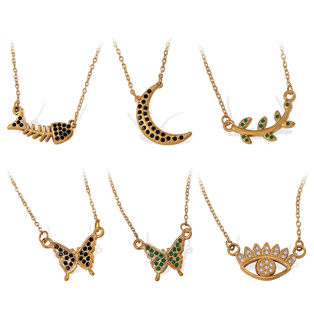Collana con ciondolo color oro impermeabile in acciaio inossidabile con 1 pezzo di animale h5 Immagine4
