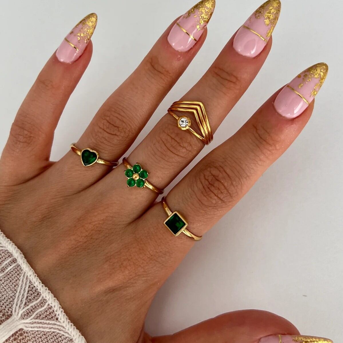 1 Piece Simple Heart Stainless Steel Waterproof Gold Color Ring