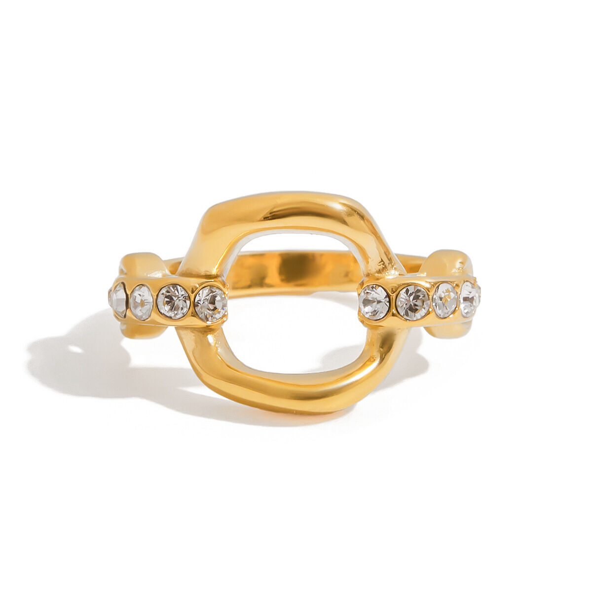 1 Pair Luxurious Series Stainless Steel Waterproof Gold Color Women's Gemstone Rings 