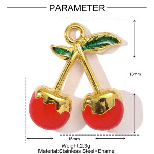 1 Piece Romantic Series Diy Cherry Stainless Steel Waterproof Gold Color Women's Pendants h5 Picture2