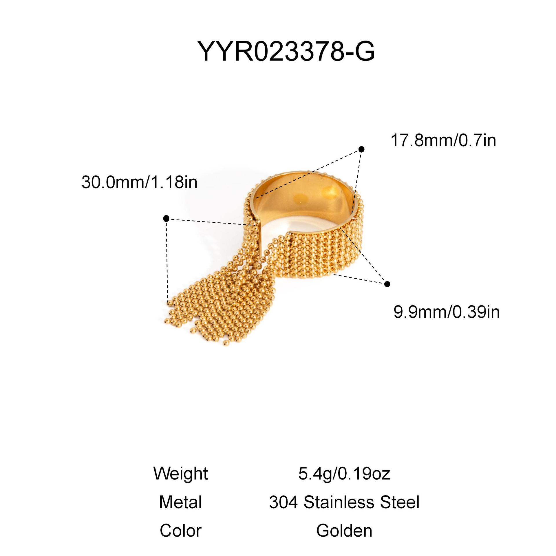 1-teiliger Statement-Ring aus wasserdichtem Edelstahl mit Quaste in Goldfarbe h5 