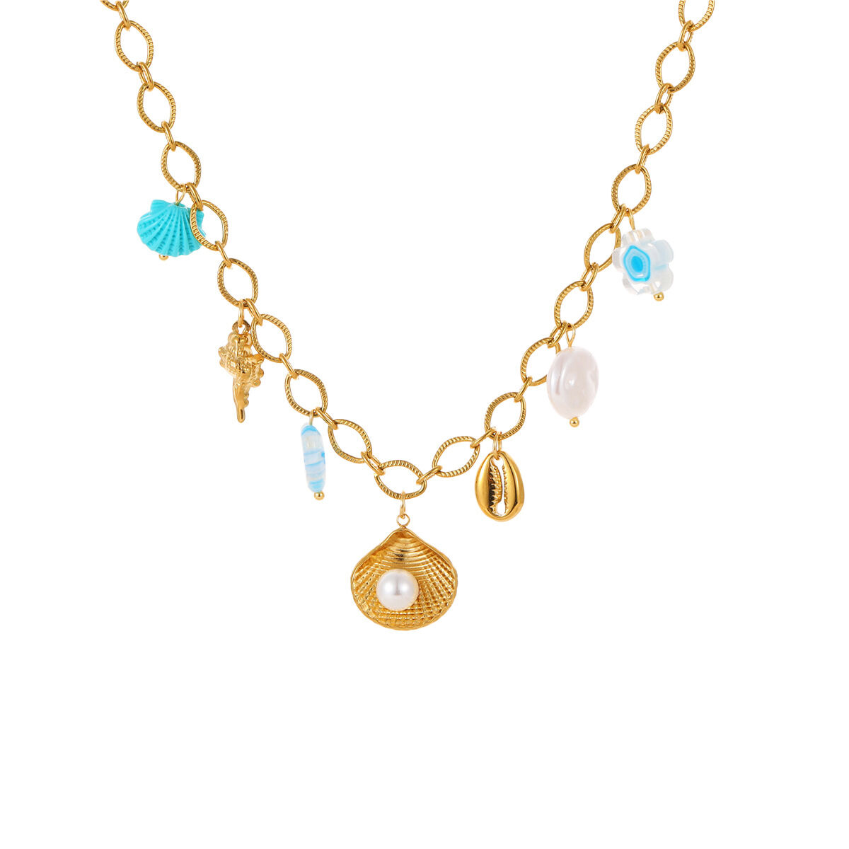 Romantic  Geometric Stainless Steel Waterproof  Gold Color Women's Pendant Necklaces Picture5