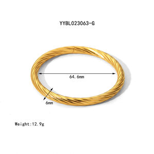 1 Piece Stainless Steel Waterproof Gold Color Bangle h5