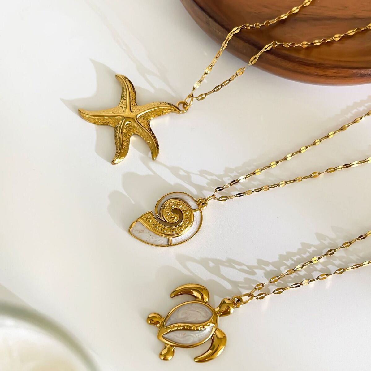 1 Piece Oceanic Stainless Steel Waterproof Gold Color Pendant Necklace Picture4