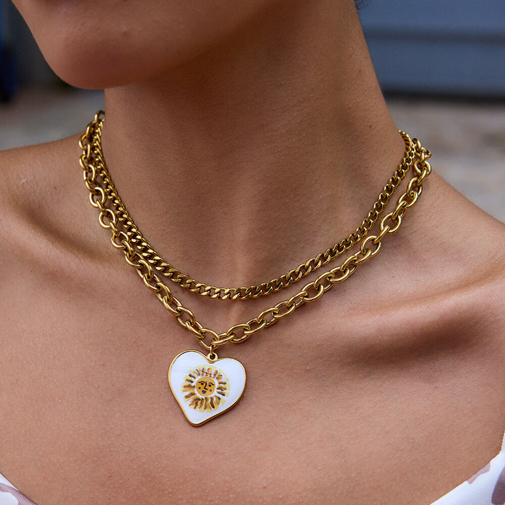 1 Piece Classic Series Paint Sun Stainless Steel Waterproof Gold Color Women's Pendant Necklaces h5Picture4