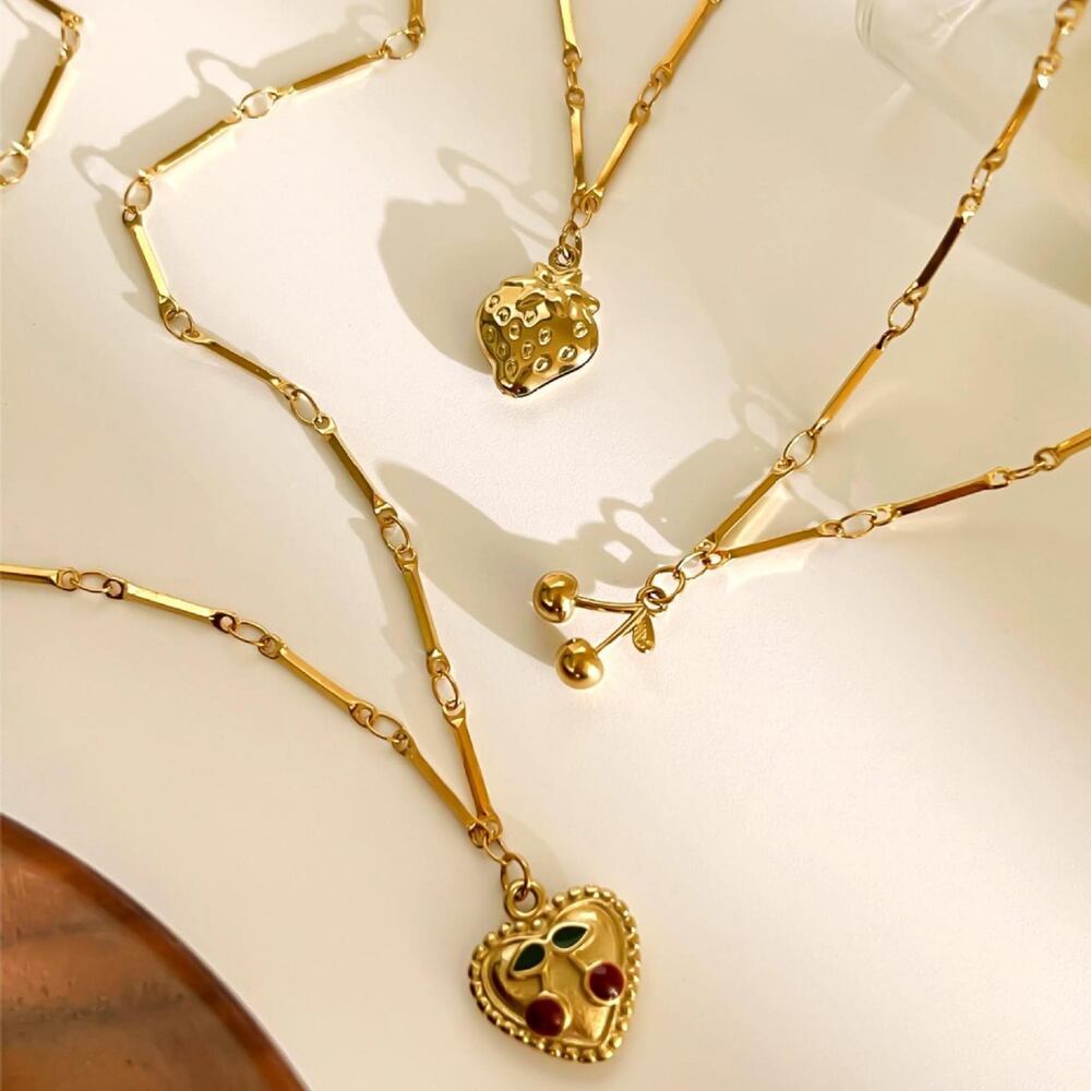 1 Piece Fruit Stainless Steel Waterproof Gold Color Pendant Necklace h5Picture4