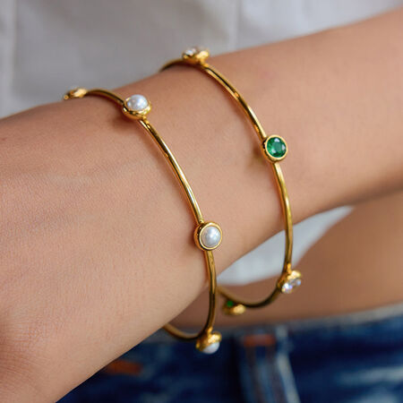 1 Piece Classic Series Retro Geometric Stainless Steel Waterproof Gold Color Women's Bangles