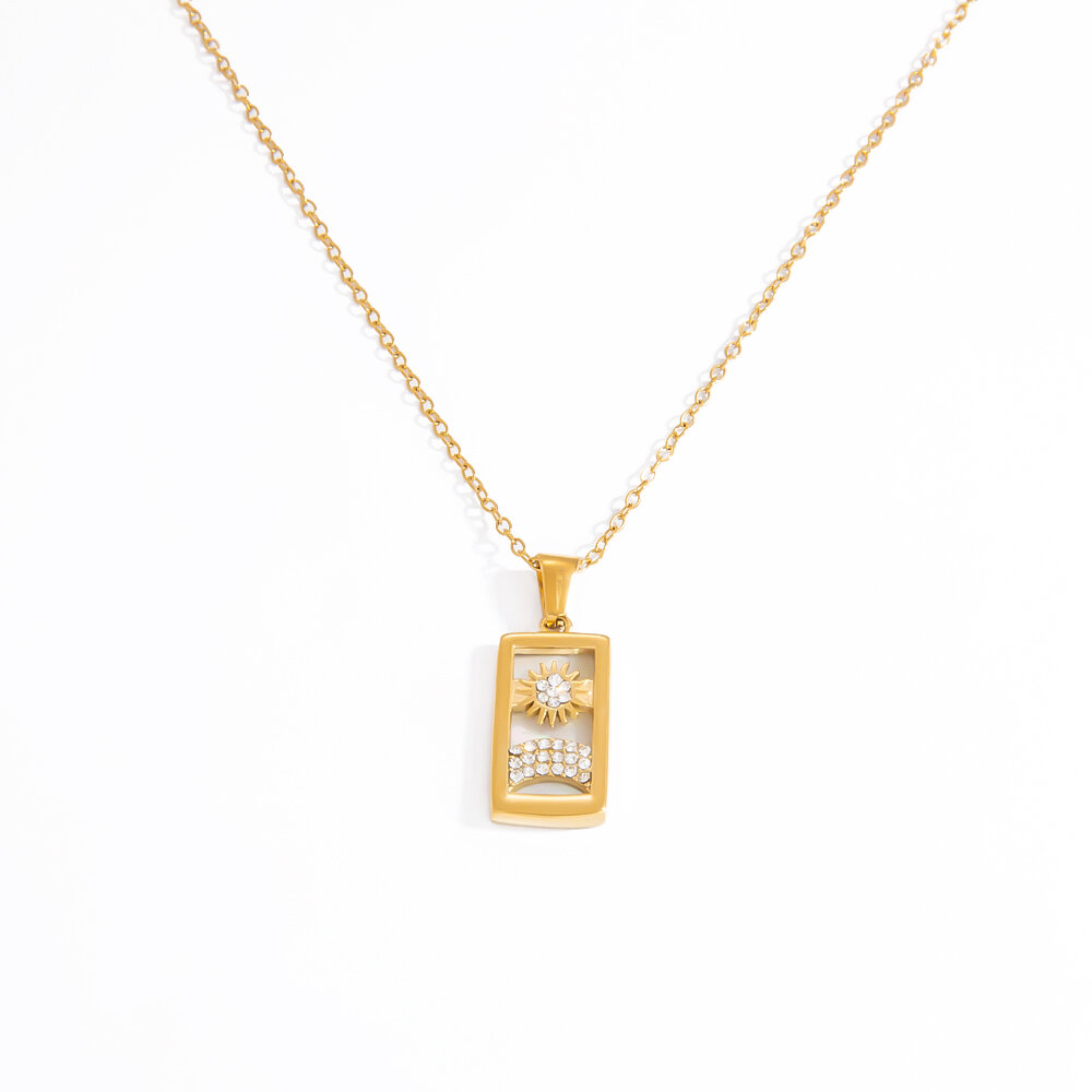 1 Piece Stainless Steel Waterproof Tarot Pendant Necklace h5