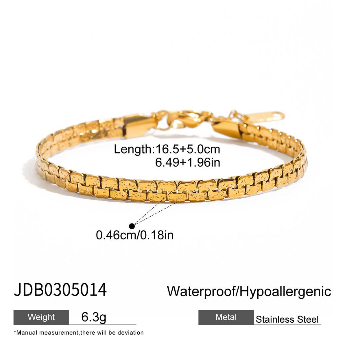 1 Piece Classic Twist Stainless Steel Waterproof Gold Color Women's Chain Bracelets h5 Picture2