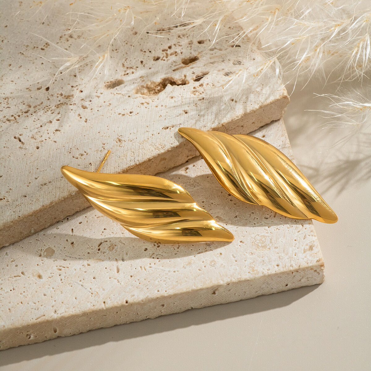 1 Pair Stainless Stainless Steel Waterproof Gold Color Stud Earrings